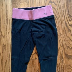 VS Pink black leggings with silver lettering